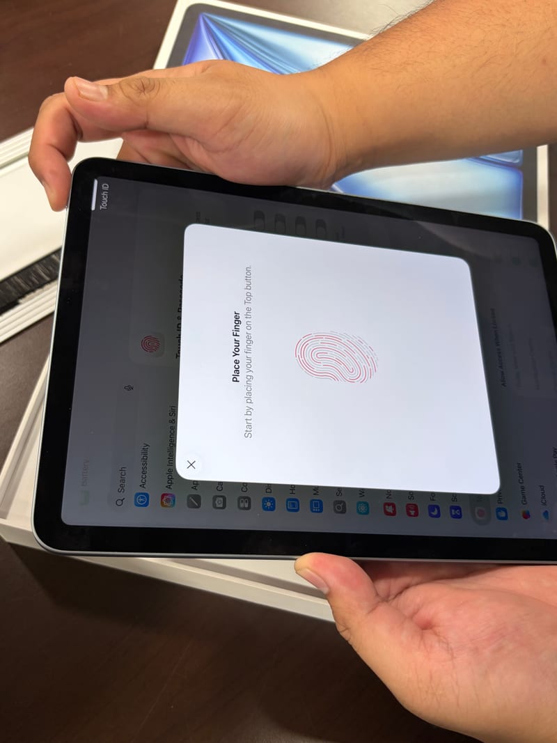 Setting up Touch ID on an iPad during the Berry Nice inspection process